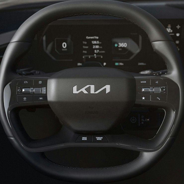 Das Lenkrad des Kia EV9