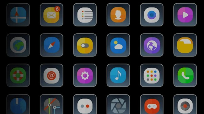 Raster mit bunten App-Icons zur Darstellung des Kia PBV App&nbsp;Market auf Android Automotive OS