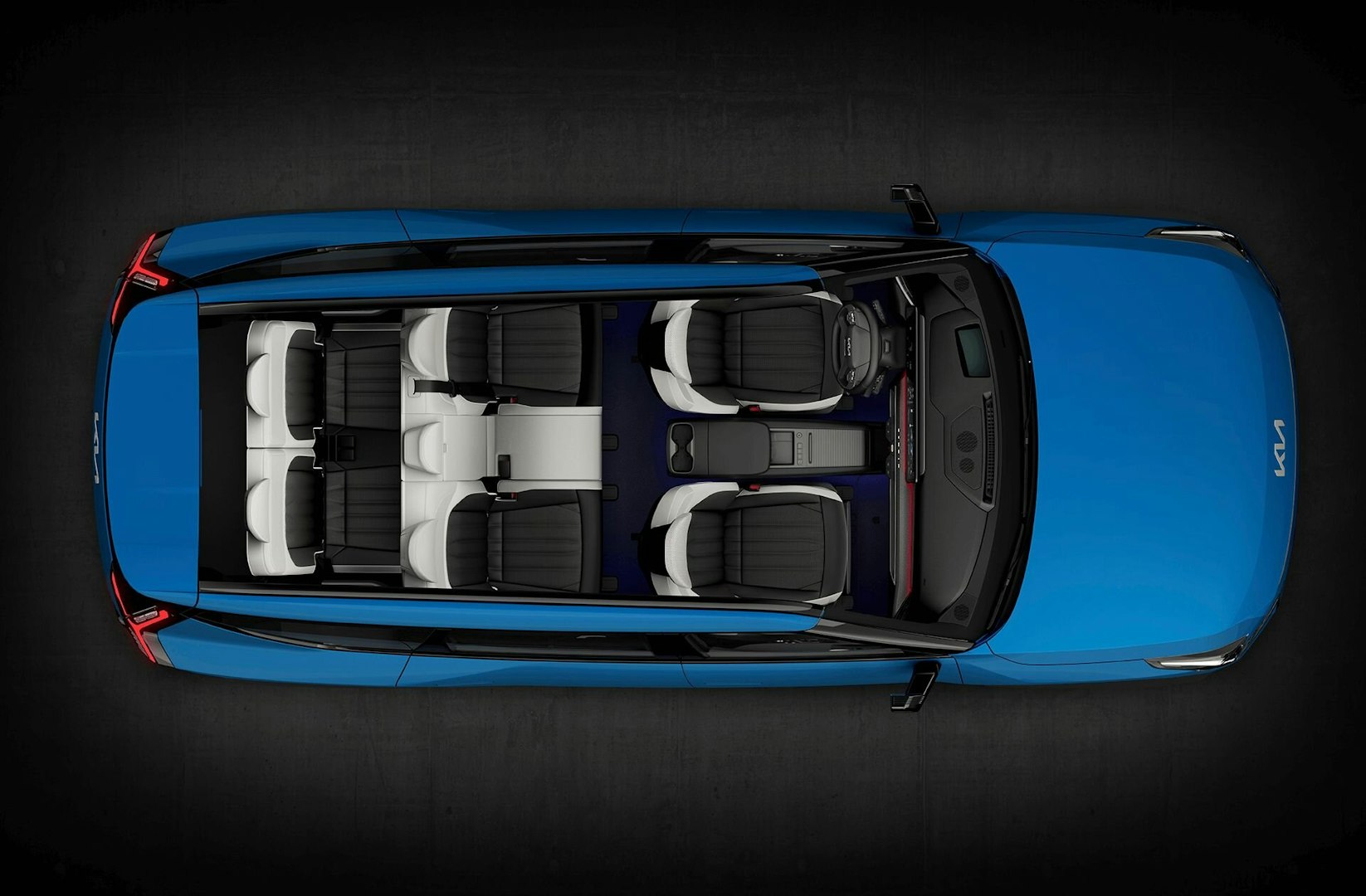 Der Innenraum des Kia EV9 von oben