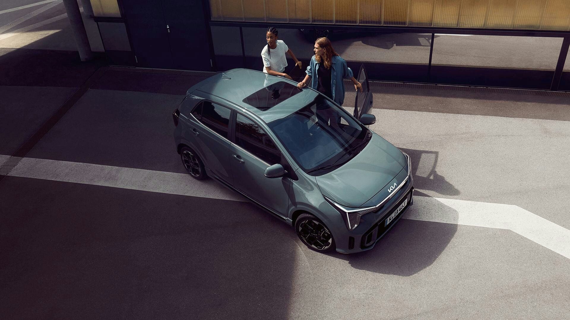 Der Kia Picanto aus der Vogelperspektive
