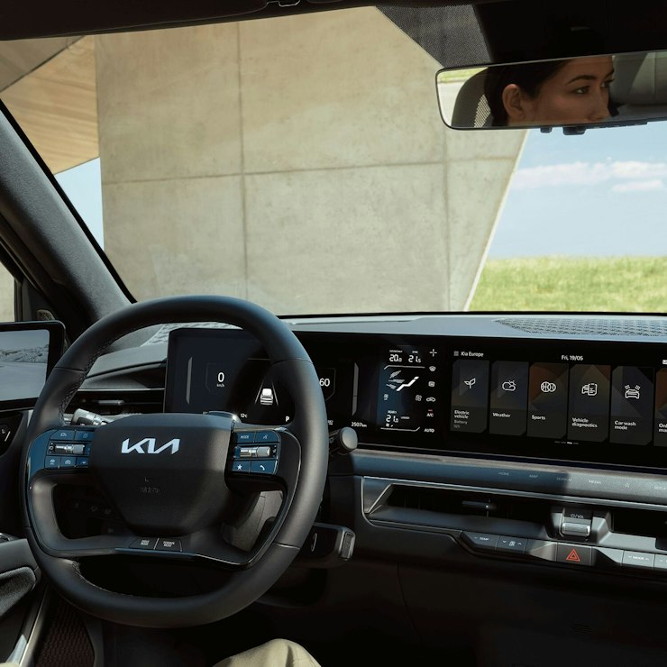 Das Cockpit mit den Displays des Kia EV9