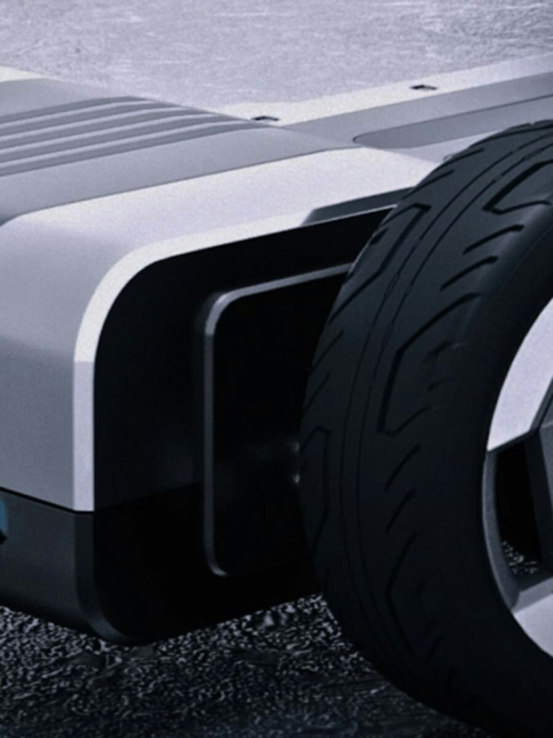 Elektrofahrzeug-Plattform des Kia&nbsp;PV5 mit Fahrwerk und Rädern.