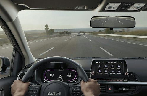 Aussicht währen dem Fahren im neuen Kia Picanto
